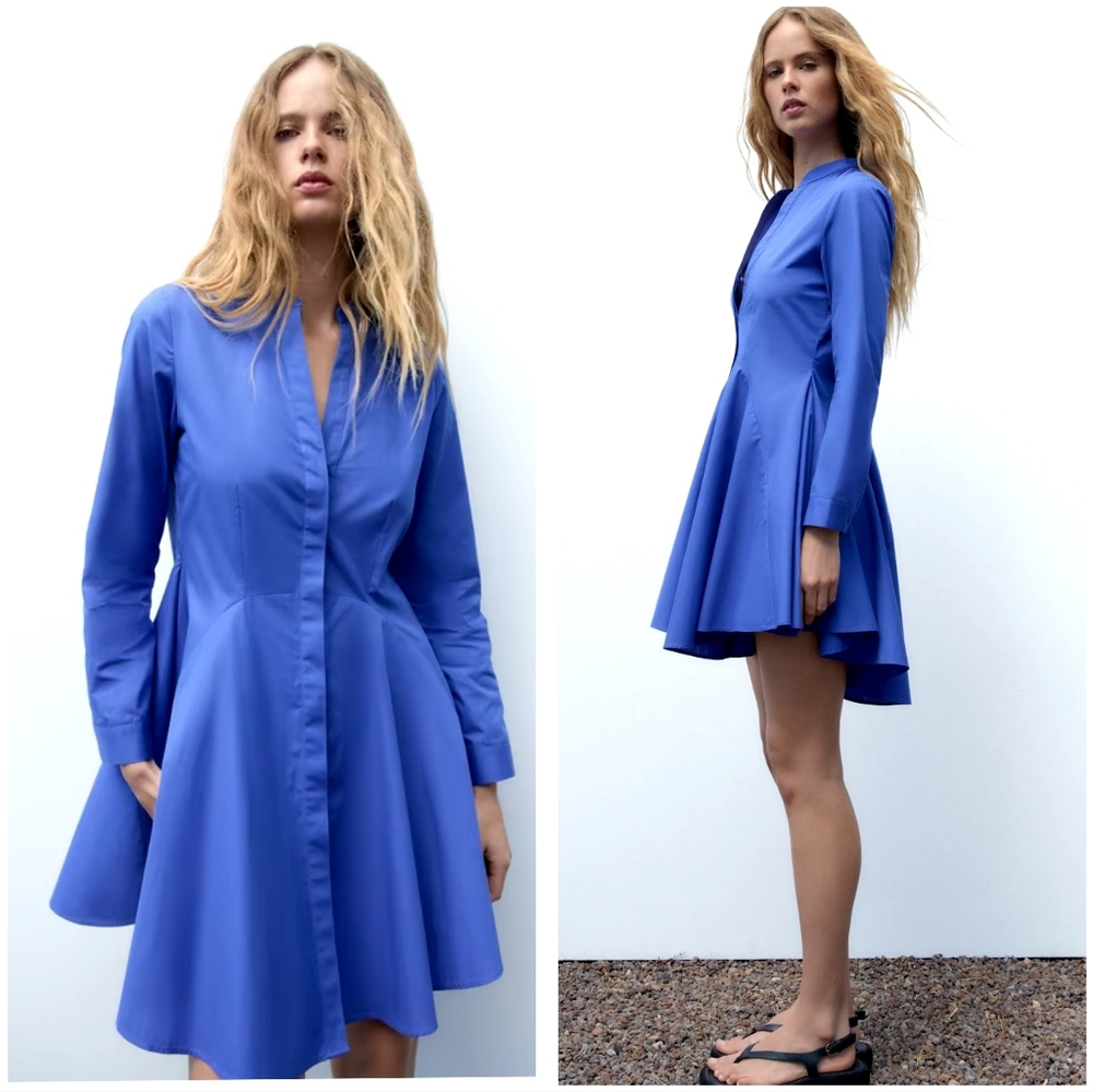 Zara Poplin button down longsleeve mini dress